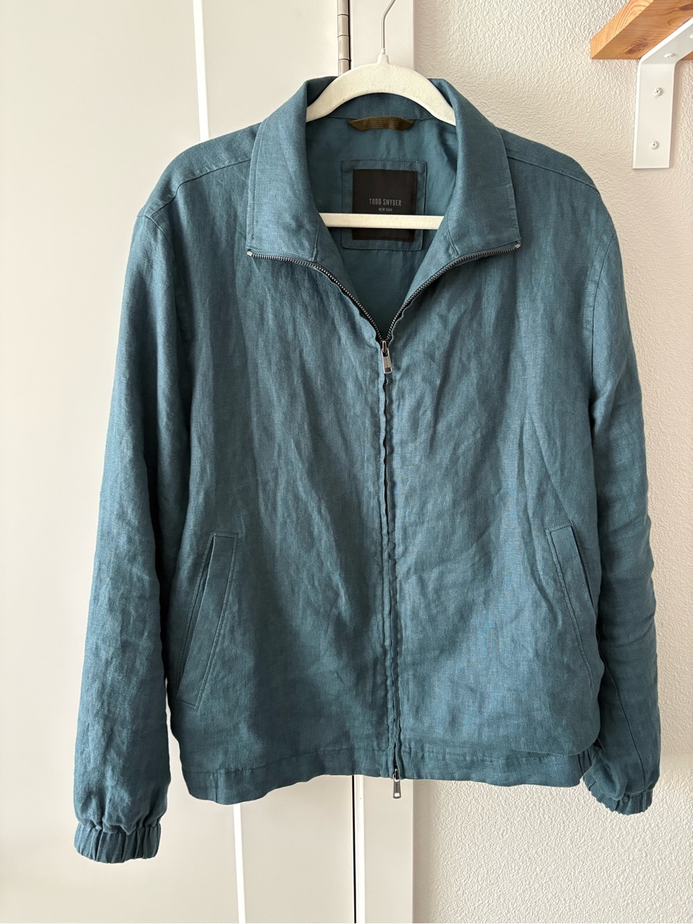 Todd Snyder Teal Zip-Up Linen Jacket